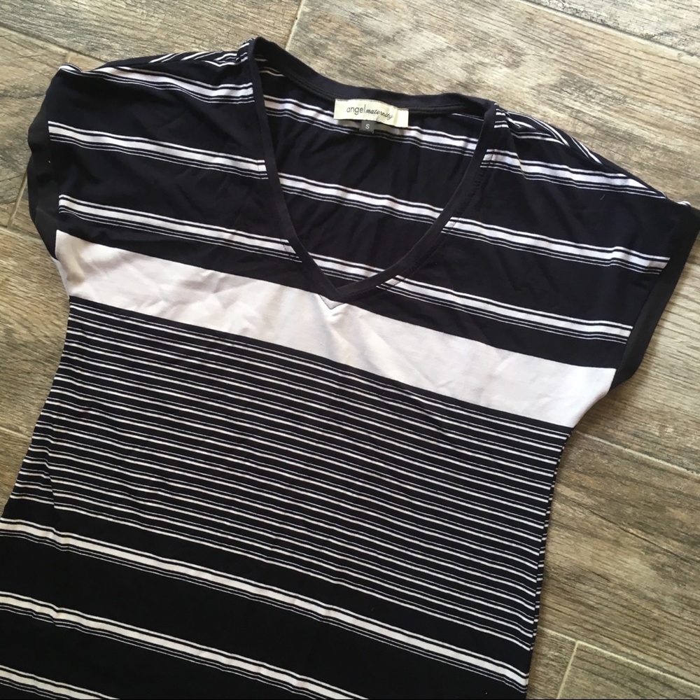 Striped Maternity Maxi Dress with Slits, Small